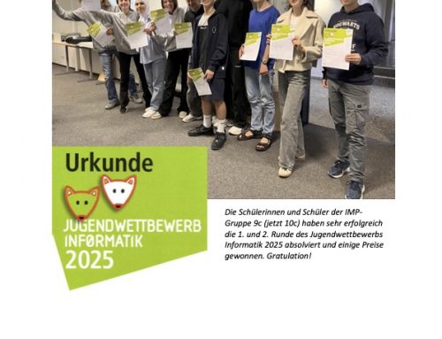 Erfolgreiche Teilnahme am Jugendwettbewerb Informatik